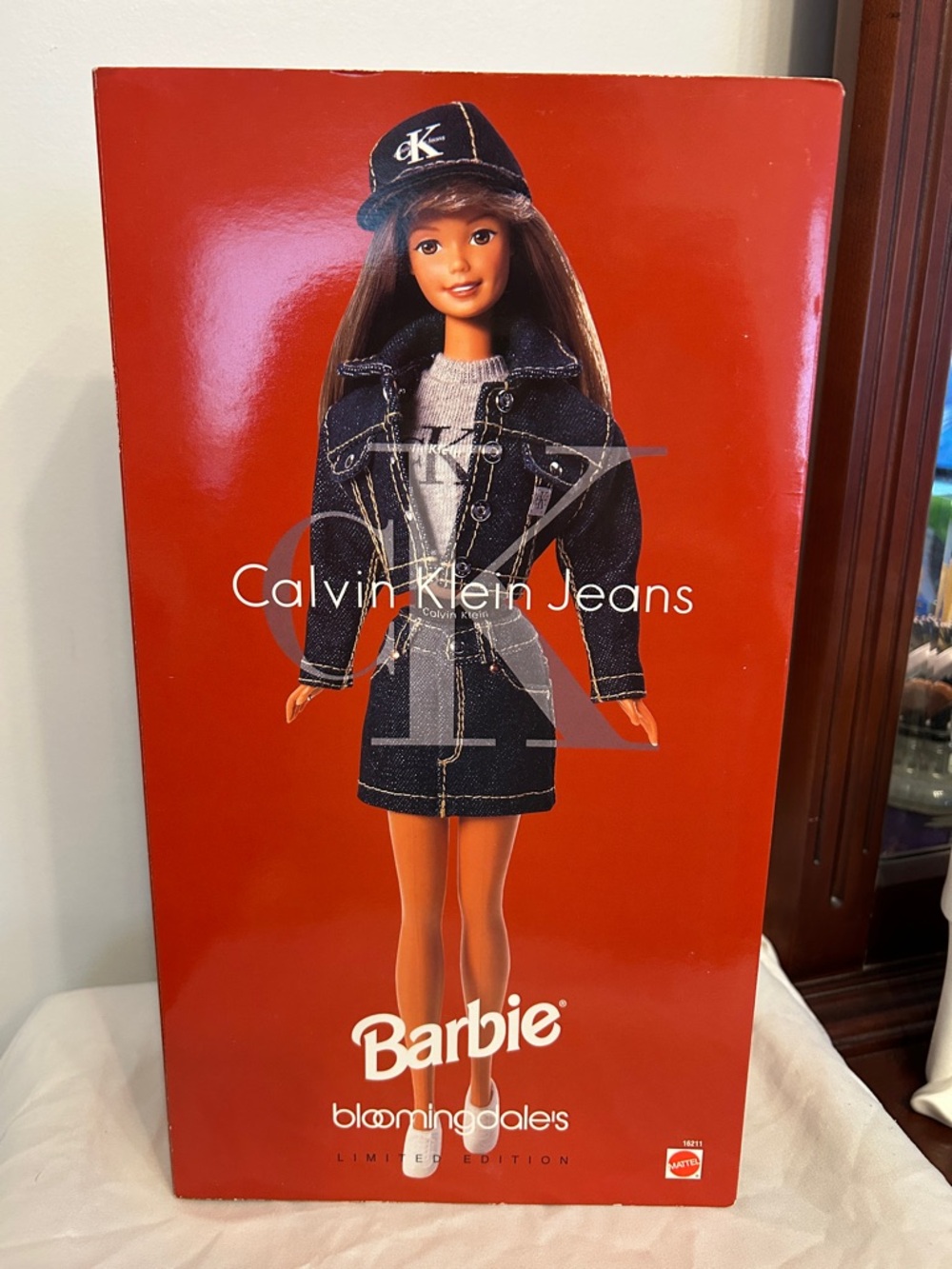 Calvin Klein Barbie in Dark Denim Jacket, Skirt & Black Cap